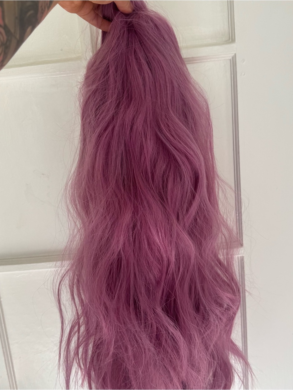 Wavy lace front synthetic wig - Dusty Mauve Pink Purple